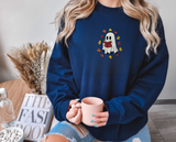 Embroidered Cute Ghost Reading Fall Sweatshirt - Bookish Halloween Crewneck Embroidered Sweatshirt for Bookworms, Book Lover Holiday Gift ideas