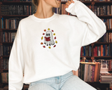 Embroidered Cute Ghost Reading Fall Sweatshirt - Bookish Halloween Crewneck Embroidered Sweatshirt for Bookworms, Book Lover Holiday Gift ideas