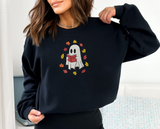 Embroidered Cute Ghost Reading Fall Sweatshirt - Bookish Halloween Crewneck Embroidered Sweatshirt for Bookworms, Book Lover Holiday Gift ideas