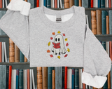 Embroidered Cute Ghost Reading Fall Sweatshirt - Bookish Halloween Crewneck Embroidered Sweatshirt for Bookworms, Book Lover Holiday Gift ideas